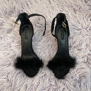 Feather high heel sandals